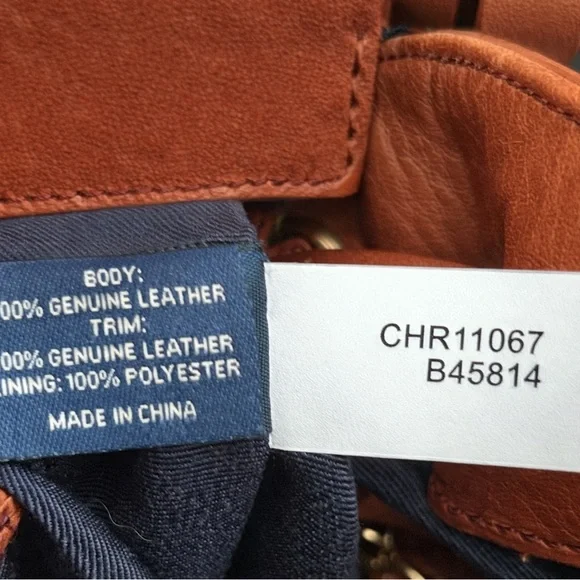 Cole Haan Cognac Pebbled Leather Bucket Bag Drawstring Shoulder Crossbody - Picture 10 of 11